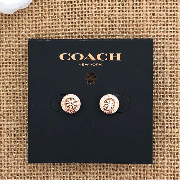 NWT Coach Rose Gold Open Circle Stud Earrings - Picture 2 of 4